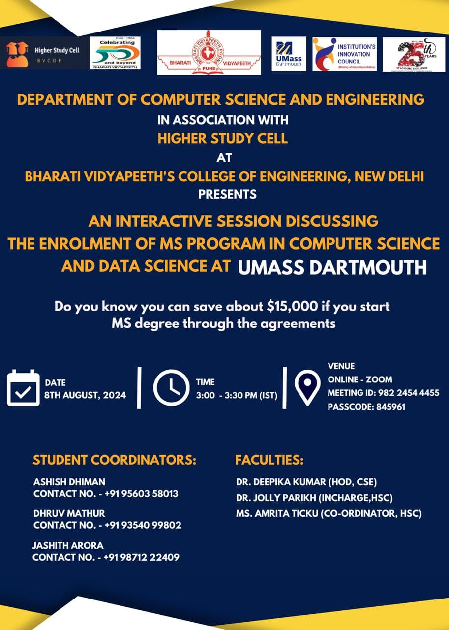 Session on Enrollment in MS Program at UMASS DARTMOUTH